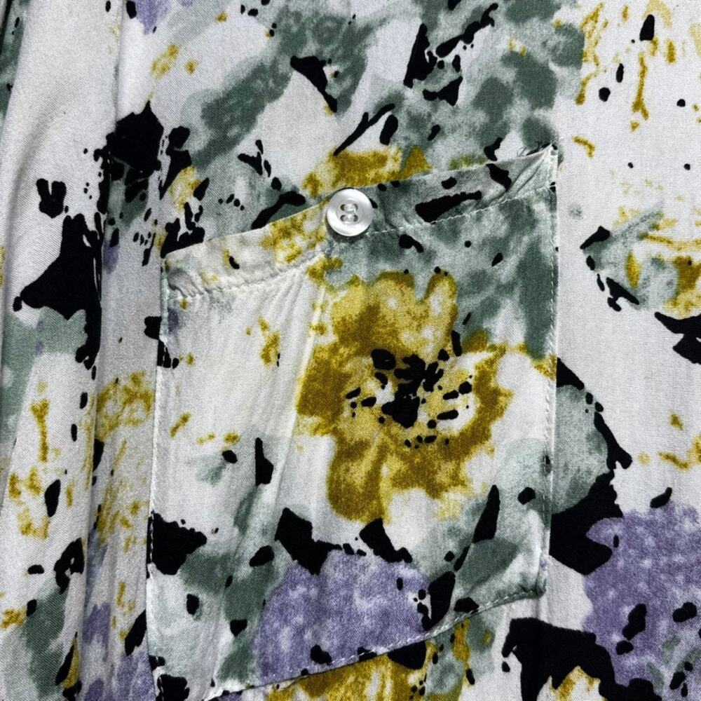 Zoye Chen White Shirt Dress Abstract Button Floral Feminine Romantic Chic Size L - Picture 2 of 9
